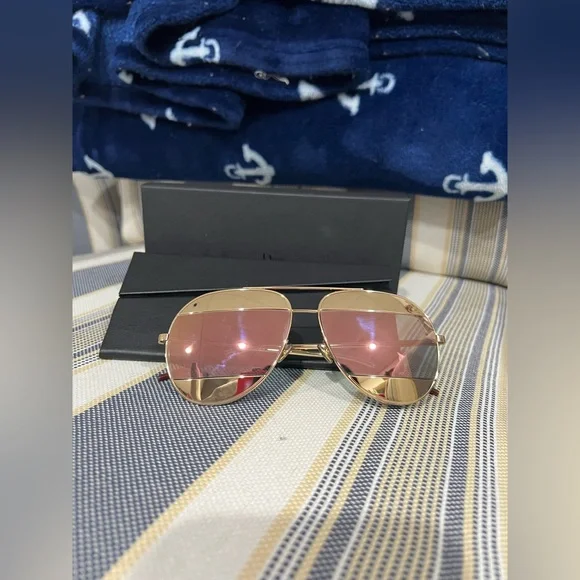 Dior Split Aviator Rose Gold Sunglasses - Picture 2 of 11